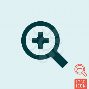 Magnifier glass icon. Zoom in - zoom out symbol. Vector illustration