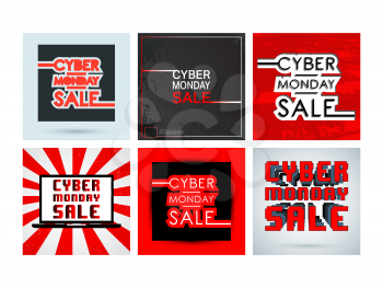Cyber monday sale template. Various background or poster. Vector illustration.