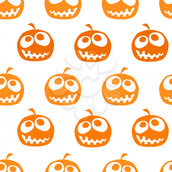 Halloween pumpkin seamless pattern. Orange pumpkins on white background. Vector illustration
