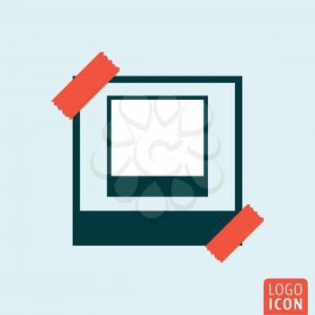 Photo frame icon. Photoframe with sticky tape. Vector illustration
