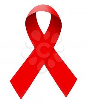 Red ribbon isolated. AIDS icon. Vector illustration
