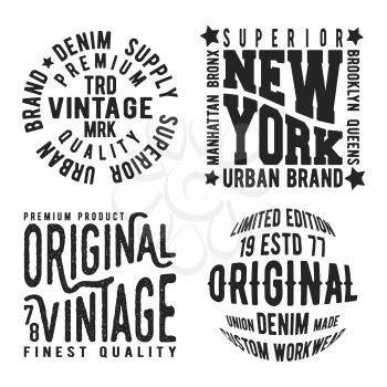 Set of vintage stamp. T-shirt print design. Printing and badge applique label t-shirts, jeans, casual wear. Vector illustration.
