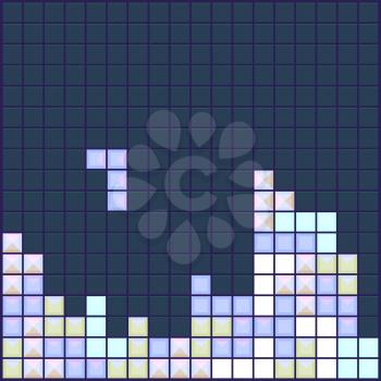 Old video game square template. Bricks game pieces design. Vector illustration.