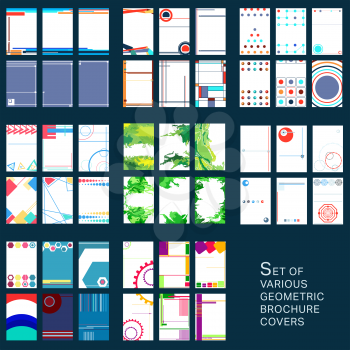 Set geometric design covers , presentation or flyer. Template of geometrical leaflet background. Vector illustration.