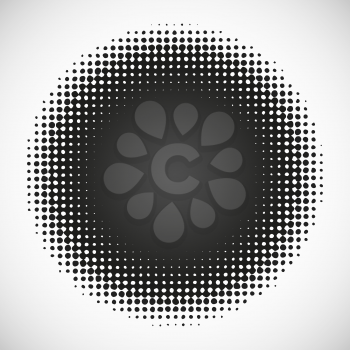 Circle halftone background. Halftone round dots stamp. Vector illustration