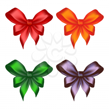 Set of colored gift bows isolated on white background. Vector illustration.