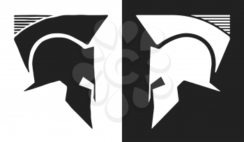Spartan helmet logo. Roman or Greek symbol. Vector illustration.
