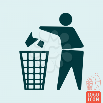 Keep clean icon. No littering - use trash can symbol. Vector illustration.