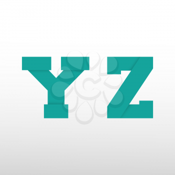 Alphabet font template, origami paper design. Set of letters Y, Z logo or icon. Vector illustration.