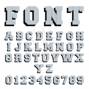 Alphabet font template. Letters and numbers paper design. Vector illustration.