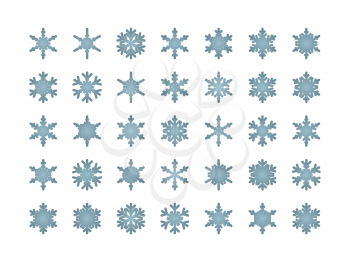 Blue snowflakes isolated on white background. Design elements for cover, greeting card, brochure or flyer. Vector illustration.