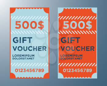 Gift voucher template. Two gift certificate layout. Vector illustration.
