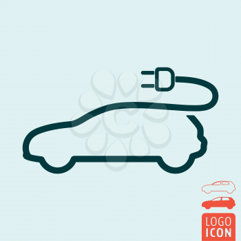 Electric car icon. Electrical cable plug charging symbol. Vector illustration