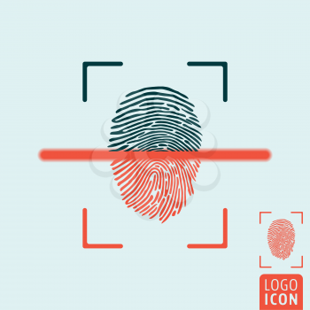 Fingerprint scanning icon. Biometric authorization symbol. Vector illustration
