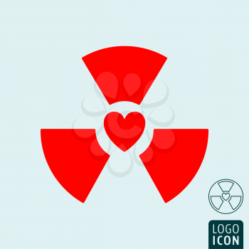 Radioactive heart icon. Radiation red heart symbol. Vector illustration