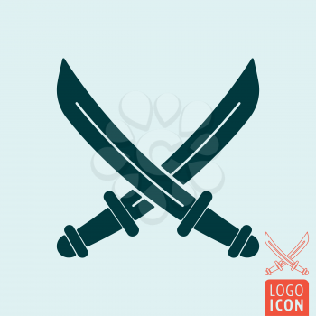Sabers icon. Crossed pirate sword or knives. Vector illustration.