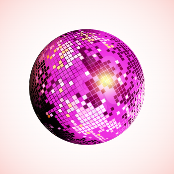 Disco ball icon. Purple disco mirror ball isolated. Design element for party flyer, poster or brochures. Vector illustration.