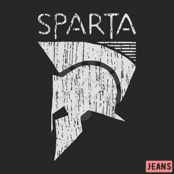 T-shirt print design. Sparta vintage stamp. Printing and badge applique label t-shirts, jeans, casual wear. Vector illustration.