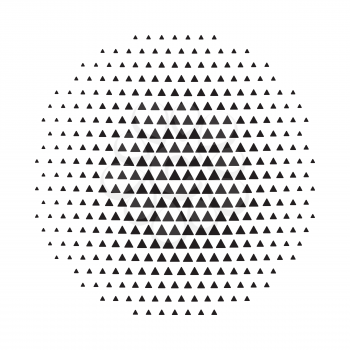 Circle halftone background. Halftone round corner triangle stamp. Vector illustration.