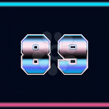 Number font template 80s retro style. Set of numbers 8, 9 logo or icon old video game design. Vector illustration.