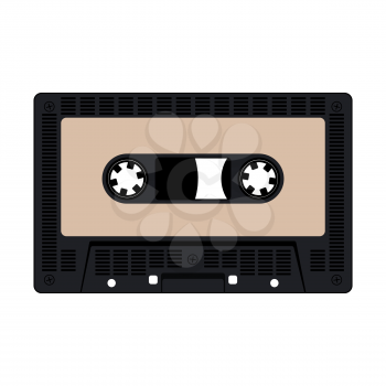 Audio cassette tape with empty space for text isolated on white background. Vector illustration.