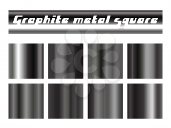 Black graphite gradient square set. Metallic texture background. Vector illustration.