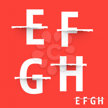 Alphabet font template. Set of letters E, F, G, H logo or icon. Vector illustration.