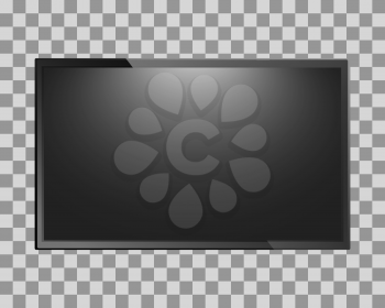Modern TV blank screen isolated on transparent background. Lcd, led display or computer monitor. Vector illustration.