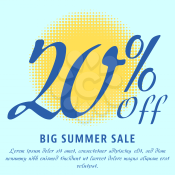 20 percent Off - big summer sale template. Colorful promotional banner or poster design. Vector Illustration.