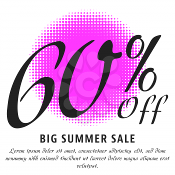60 percent Off - big summer sale template. Colorful promotional banner or poster design. Vector Illustration.