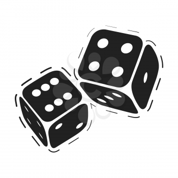 Rolling dice. Casino game dices isolated on white background. Vector illustration.