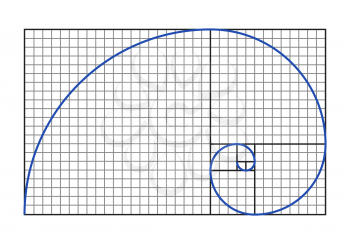 Golden ratio graph - Fibonacci spiral symbol. Vector illustration.
