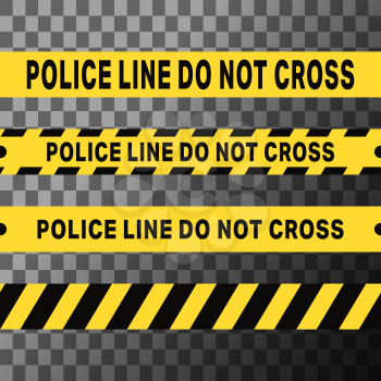 Police line do not cross and danger tapes. Vector illustration.