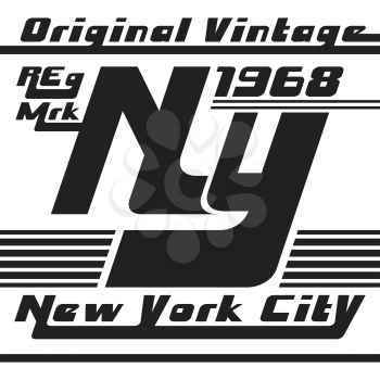 T-shirt print design. New York tshirt vintage stamp. Printing and badge applique label t-shirts, jeans, casual wear. Vector illustration.