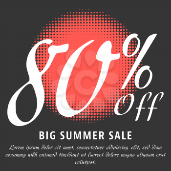 80 percent Off - big summer sale template. Colorful promotional banner or poster design. Vector Illustration.