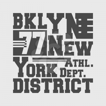 T-shirt print design. Brooklyn New York vintage t shirt stamp. Badge applique, label t-shirts, jeans, casual wear. Vector illustration.