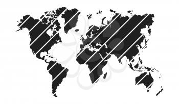Diagonal stripe world map isolated on white background. Vector illustration.