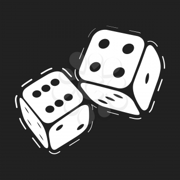 Rolling dice. Casino game dices isolated on black background. Vector illustration.
