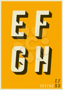 Alphabet font template. Set of letters E, F, G, H logo or icon glitch design. Vector illustration.