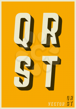 Alphabet font template. Set of letters Q, R, S, T logo or icon glitch design. Vector illustration.