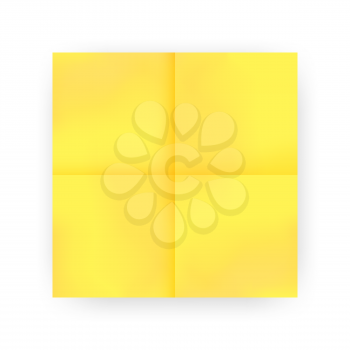 Yellow sticky note with shadow isolated on white background. Blank sticker paper note for memo and notice. Vector illustration.