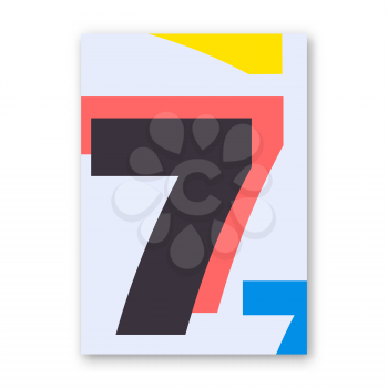 Number 7 poster. Cover design for magazine, printing products, flyer, presentation, brochure or booklet. Vector illustration