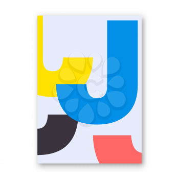 Letter J poster. Cover for magazine, printing products, flyer, presentation, brochure or booklet. Vector illustration