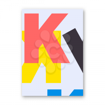 Letter K poster. Cover for magazine, printing products, flyer, presentation, brochure or booklet. Vector illustration