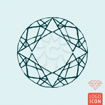 Diamond icon. Brilliant line design symbol. Jewelry company logo. Vector illustration.