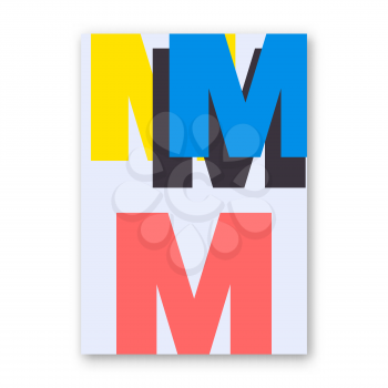 Letter M poster. Cover for magazine, printing products, flyer, presentation, brochure or booklet. Vector illustration