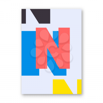 Letter N poster. Cover for magazine, printing products, flyer, presentation, brochure or booklet. Vector illustration