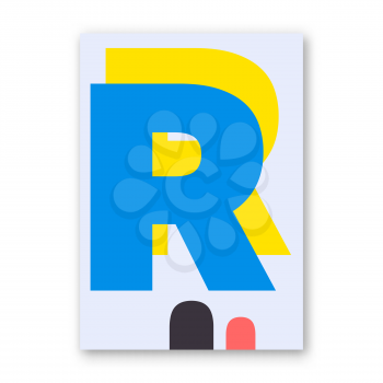 Letter R poster. Cover for magazine, printing products, flyer, presentation, brochure or booklet. Vector illustration