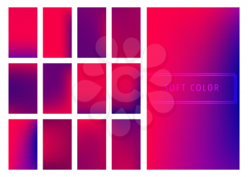 Set of soft color gradients background for mobile screen, smartphone app. Vector illustration.