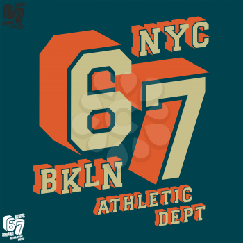 NYC BKLN t-shirt print design. Designed for printing products, badge, applique, label clothing, t-shirts stamp, jeans and casual wear. Vector illustration.